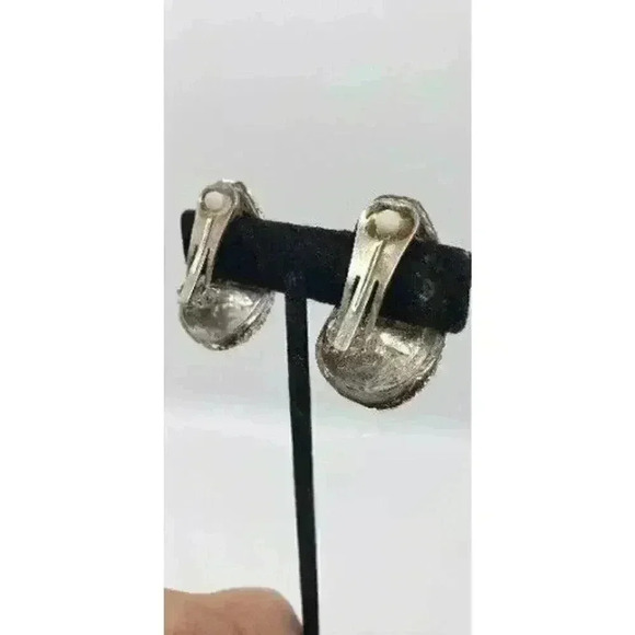 Vintage Earrings Art Deco Chunky Rhinestone Clip Statement Barbie Wedding 70s - Picture 10 of 10